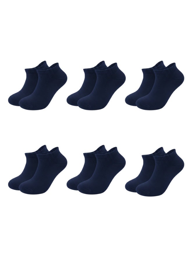 بيير دونا جوارب كاحل للأولاد عبوة 6 قطع – كحلي | مزيج قطن ناعم | قابلة للتنفس ومرنة لراحة فائقة | للمدرسة والاستخدام اليومي | العمر 10–12 سنة - Image 1